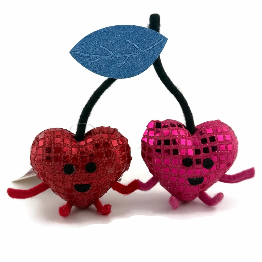 Target Spritz Red and Pink Sequined Double Cherry Heart Decor